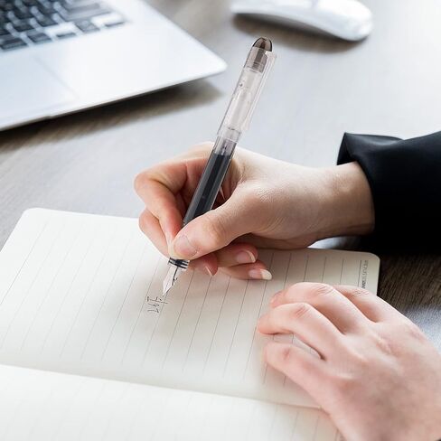 TIESOME Disposable Fountain Pens, Black Ink Smooth Writing Pens Quick-Drying Liquid ink Fine Nib for School Office Gift Supplies 6PCS in Kuwait