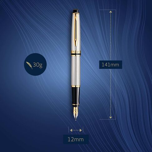 Waterman Expert Fountain Pen, Gloss Black with Chrome Trim, Medium Nib with Blue Ink Cartridge, Gift Box in Saudi Arabia