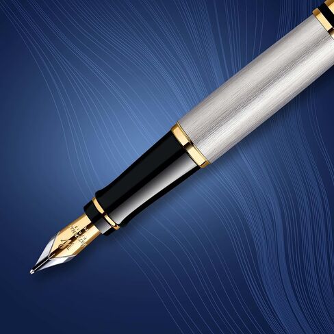 Waterman Expert Fountain Pen, Gloss Black with Chrome Trim, Medium Nib with Blue Ink Cartridge, Gift Box in Saudi Arabia