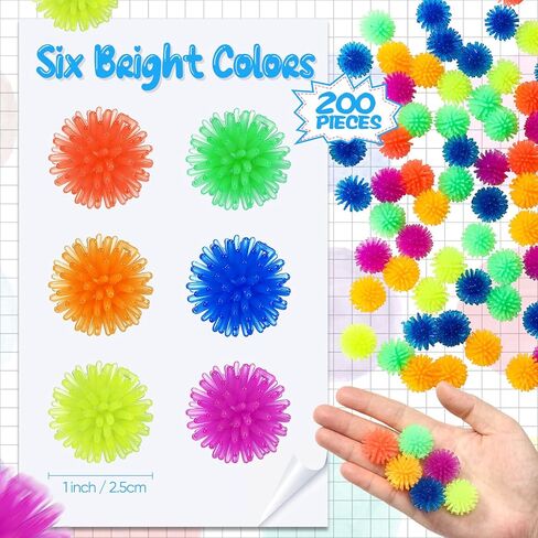 200 قطعة من كرات التحوط الشائكة متعددة الألوان، كرات النيص الصغيرة، كرات الضغط الصغيرة، كرات حسية ناعمة، ألعاب تململ حسية مهدئة، ألوان زاهية متنوعة للحفلات المنزلية والمكتب وتخفيف التوتر in Kuwait