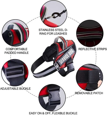 مجموعة أحزمة وصدرية للكلاب، أحزمة للكلاب في خدمة التدريب مع 10 رقعات للكلاب، سترة عاكسة للكلاب بمقبض للكلاب الصغيرة والمتوسطة والكبيرة والكبيرة جدًا in Kuwait