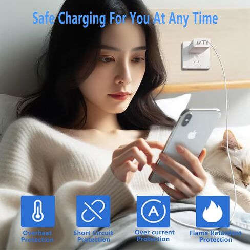 40W 4-Port USB C Charger Block Wall Charger Fast Charging Dual Port PD Power Adapter+QC Double Wall Plug Multiport Type C Brick Charger for iPhone 15 14 13 12 11 Pro Max XS XR X,Samsung in Saudi Arabia