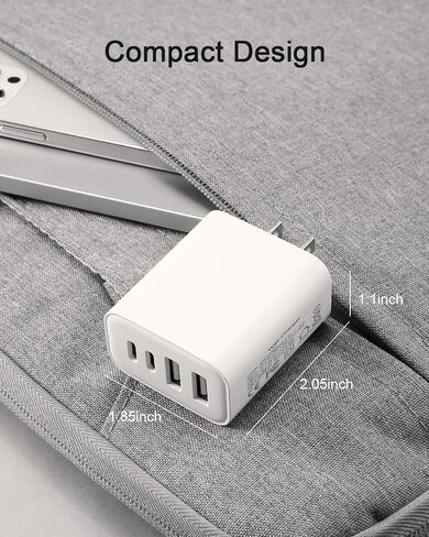 40W 4-Port USB C Charger Block Wall Charger Fast Charging Dual Port PD Power Adapter+QC Double Wall Plug Multiport Type C Brick Charger for iPhone 15 14 13 12 11 Pro Max XS XR X,Samsung in Saudi Arabia