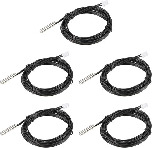 uxcell 5pcs 5K مسبار استشعار درجة الحرارة، الفولاذ المقاوم للصدأ NTC مسبار الاستشعار الحراري 3.3ft كابل تمديد ميزان الحرارة الرقمي in Kuwait
