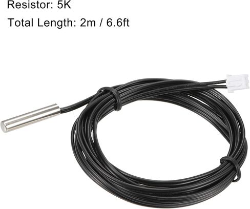 uxcell 5pcs 5K مسبار استشعار درجة الحرارة، الفولاذ المقاوم للصدأ NTC مسبار الاستشعار الحراري 3.3ft كابل تمديد ميزان الحرارة الرقمي in Kuwait
