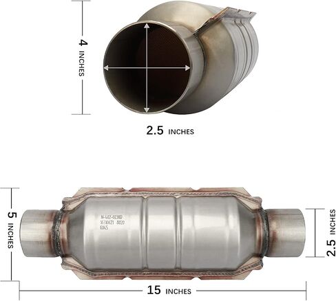 MAYASAF 2.5" Inlet/Outlet Universal Catalytic Converter, with O2 Port & Heat Shield (EPA Compliant) in Saudi Arabia
