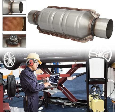 MAYASAF 2.5" Inlet/Outlet Universal Catalytic Converter, with O2 Port & Heat Shield (EPA Compliant) in Saudi Arabia