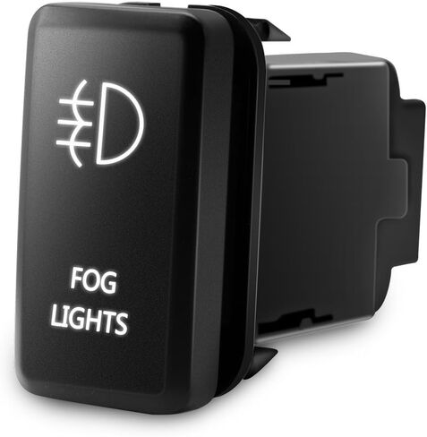MICTUNING Backlit Fog Lights Symbol Push Button with Wiring Kit ON-Off Switch Replacement for Toyota (White, Surface Size 1.54 x 0.83 inches) in Saudi Arabia