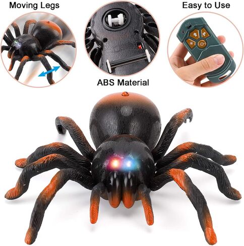 Liberty Imports RC Moving Tarantula Spider - لعبة تحكم عن بعد لاسلكية للأطفال، رائعة للمقالب وديكورات الهالوين، حركة هرولة واقعية، عيون LED متوهجة in Saudi Arabia