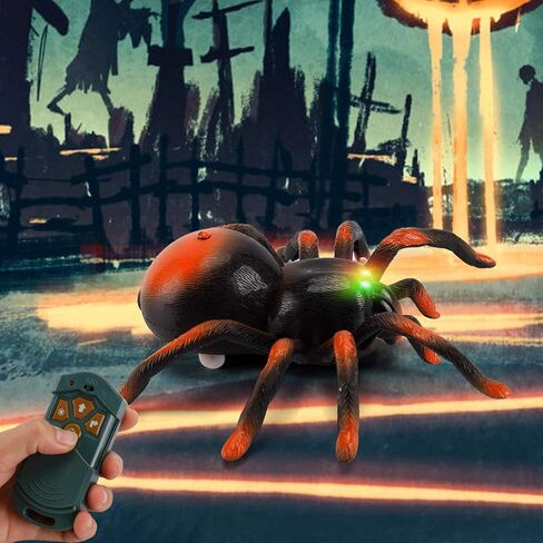 Liberty Imports RC Moving Tarantula Spider - لعبة تحكم عن بعد لاسلكية للأطفال، رائعة للمقالب وديكورات الهالوين، حركة هرولة واقعية، عيون LED متوهجة in Saudi Arabia