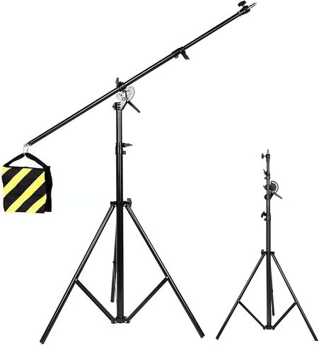 12.5ft/149inch Photo Studio Light Stand with Boom Arm, Aluminum Alloy Air-Cushioned Light Stand,5.4ft /65 inch Tripod Boom Arm with Sandbag for Video Studio Portrait Photography in Saudi Arabia