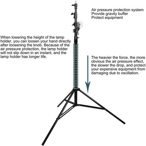 12.5ft/149inch Photo Studio Light Stand with Boom Arm, Aluminum Alloy Air-Cushioned Light Stand,5.4ft /65 inch Tripod Boom Arm with Sandbag for Video Studio Portrait Photography in Saudi Arabia