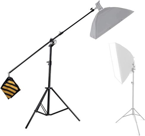 12.5ft/149inch Photo Studio Light Stand with Boom Arm, Aluminum Alloy Air-Cushioned Light Stand,5.4ft /65 inch Tripod Boom Arm with Sandbag for Video Studio Portrait Photography in Saudi Arabia