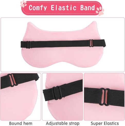 2Pcs Travel Eye Mask Sleep Blindfold Cute Cat Sleeping Eye Mask Soft Comfortable Blackout Sleep Mask for Kids Women Teens Girls Men Adjustable Eyeshade Mask in Saudi Arabia
