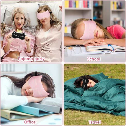 2Pcs Travel Eye Mask Sleep Blindfold Cute Cat Sleeping Eye Mask Soft Comfortable Blackout Sleep Mask for Kids Women Teens Girls Men Adjustable Eyeshade Mask in Saudi Arabia