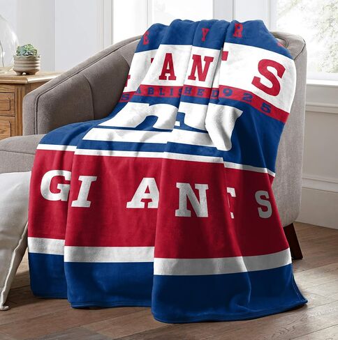 Northwest NFL New York Giants Unisex-Adult Raschel Throw Blanket, 60" x 80", 12th Man in Saudi Arabia