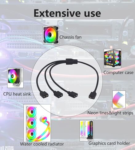 كابل مقسم LANMINGLEL Argb 5 فولت 1 أنثى إلى 2 أنثى 3 دبوس كابل تمديد Argb لتوسيع مراوح الكمبيوتر الشخصي Argb وسلسلة Argb Led الأخرى (1 إلى 2) in Kuwait