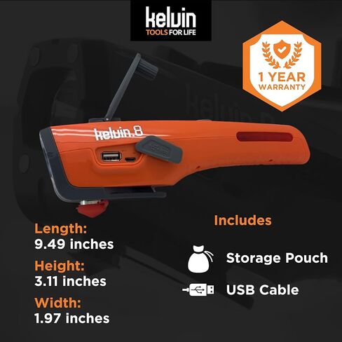 KELVIN 8 Automotive Emergency Tool 8: Power Generator with USB Powerbank, Razor Sharp Seat Belt Cutter, Car Flashlight Emergency Kit, Safety Window Hammer, & 100 db Emergency Siren - Black in Saudi Arabia