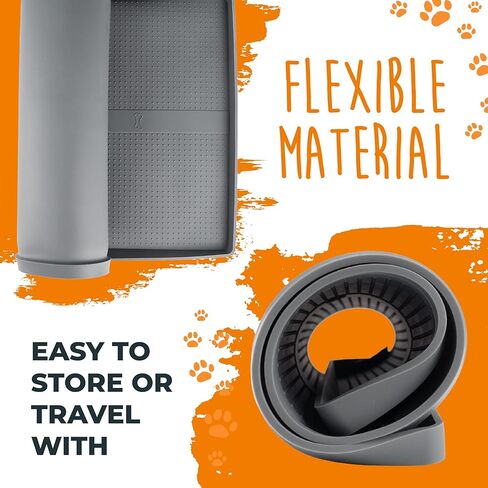 بساط رش وعاء الكلب مايتي باو - سيليكون آمن غذائيًا خالٍ من مادة BPA - غير قابل للانزلاق بشفة عالية - سجاد أكل الكلاب - بساط وعاء الكلب - بساط طعام الحيوانات الأليفة آمن للغسل في غسالة الأطباق - صينية طعام من السيليكون للكلاب - (صغير/متوسط) in Kuwait