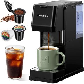 Single Serve Coffee Maker, Hot and Iced for K-cup Pods and Grounds | Quick Brew, Compact Portable, 6 to 14 oz Brew Sizes, Removable Water Reservoir, for Home, Office, Travel and RV in Kuwait