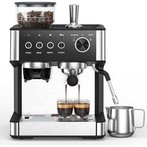 Electactic Espresso Machine with Grinder, 20 Bar Expresso Coffee Machines | Professional Coffee Maker for Latte & Cappuccino with Milk Frother&Steam Wand,Expresso Machines for Home, Kitchen in Kuwait