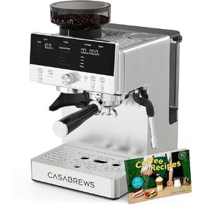 CASABREWS MARENZA Espresso Machine with Built-in Grinder and Steam Wand | PFAS-Free 20Bar Coffee Machine with LCD Display, Barista-Quality Cappuccino Latte Machine for Home Use in Saudi Arabia