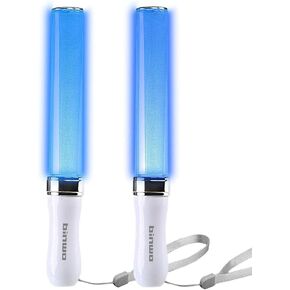 Reusable LED Glow Sticks(2Pack) with 15 Multicolor, Manual and Automatic Mode, Equipped with AAA Battery Powered LED Sticks, Concert Glowsticks, Raves, Emergency, (15+ Years Old) in Kuwait