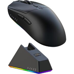 AJAZZ AJ139 V2 MC Wireless Gaming Mouse with RGB Charging Dock, 66g Ultra-Lightweight Tri-Mode Optical Mouse, 12000 DPI PAW3311 Sensor, Ergonomic Rechargeable Gaming Mouse for PC/Mac - Black in Saudi Arabia