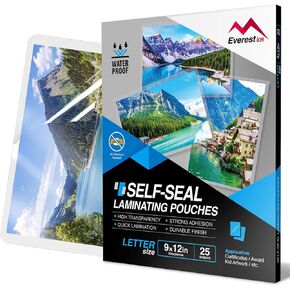 أكياس تغليف ذاتية الغلق من Everest، ذاتية الغلق لحجم الحروف، 9 × 12 بوصة، وثيقة وشهادة، مقاومة للماء، بسمك 10 مل، لمسة نهائية لامعة، لا حاجة إلى آلة (25 عبوة) in Kuwait
