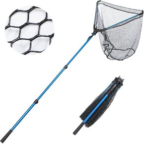 81" Long Landing Net - Retractable Large Fishing Net with Telescoping Long Handle, Rubber Coated Polyethylene Netting - Easy Folding in Saudi Arabia
