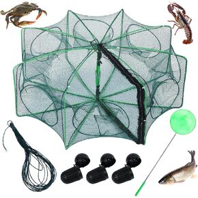 1/2 Pcs Fishing Traps Foldable, Crawfish Trap Minnow Trap Shrimp Net Portable, Crab Fish Traps Cast Nets for Fishing in Saudi Arabia