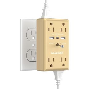 Wall Outlet Extender with Screw, 8 Way Outlets with Surge Protected | Multi Plug Wall Outlet with USB Ports, LED Indicator, 1875W Wall Mounted Surge Protectors for Dorm Room Office Kitchen in Saudi Arabia
