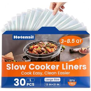 Slow Cooker Liners, Hotensil 13"x 21" 30 Count Cooking Bags Large Size Disposable Pot Liner, Fit 3QT to 8.5QT for Slow Cooker Cooking Trays, Multi-Purpose Durable Liners Plastic Bags, BPA Free in Saudi Arabia