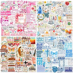 Bible Verse Stickers 200 Pcs Christian Scripture Sticker Pack, Waterproof Vinyl Stickers for Water Bottles Devotion Notebook Scrapbooking Prayer Journal Planner Laptop Kindle Tablet Bible Workbook etc in Kuwait