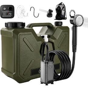Portable Camping Shower with 5 Gallon Water Jug, 8000mAh Electric Portable Shower Pump, Filtered Showerhead, BPA Free Water Container, Camp Shower Kit for Outdoor Hiking, Travel, Car, Pet Bath in Saudi Arabia