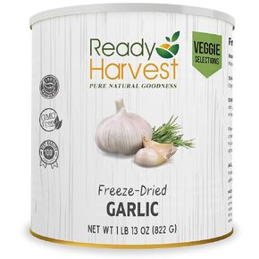 Ready Harvest Freeze Dried Food - Garlic | Emergency Food | Pantry Staples | #10 Can | 25-Year Shelf Life | Cans Filled to the Top in Saudi Arabia