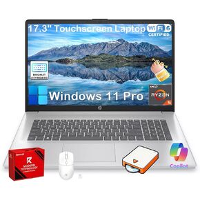 HP 17.3" Touchscreen Business Laptop, 20GB RAM, 1TB SSD, AMD Ryzen 5 7430U | Backlit Keyboard, Windows 11 Pro, Fast Charge, AI Copilot, 17.3" HD+ Anti-Glare Display, Wi-Fi 6, w/Accessories in Saudi Arabia