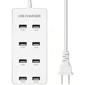 USB Wall Charger USB Charging Station for Multiple Devices 8-Ports | Charging Hub Strip Smart Charger Block Compatible with iPhone, Galaxy, iPad Tablet, and Other Devices（White） in Saudi Arabia