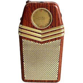 QFX Retro Portable Transistor Pocket AM FM Radio, RETRO-1958, Wood | Telescoping Antenna, High-Fidelity Speaker, Headphone Jack, Battery Operated, Classic 1950s Design in Kuwait