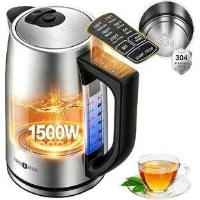 1.7L Electric Tea Kettle, 6 Precise Temperature Presets Stainless Steel Electric Kettle Temperature Control,1500W Fast Boiling Hot Water for Oolong & Green Tea with Strix Control in Saudi Arabia