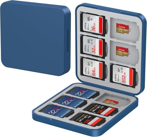 HEIYING Memory Card Holder with 24 Card Slots for SD and Micro SD Cards | 12 SD + 12 Micro SD Slots, Magnetic Closure, Compact Portable Storage case with Soft Silicone Interior for Card Protection in Saudi Arabia