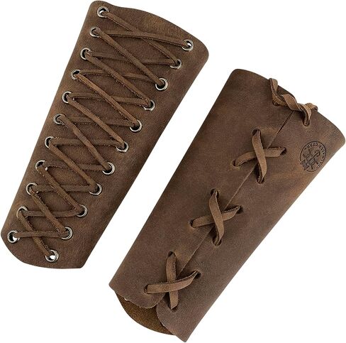Set of 2 Bracers for Archers, Hand Protector for Bow Shooting Practice, Outdoor Sports Armband, Wrist Guard, Full Grain Leather, Handmade, Bourbon Brown in Saudi Arabia