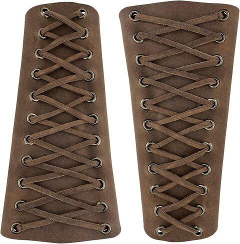Set of 2 Bracers for Archers, Hand Protector for Bow Shooting Practice, Outdoor Sports Armband, Wrist Guard, Full Grain Leather, Handmade, Bourbon Brown in Saudi Arabia