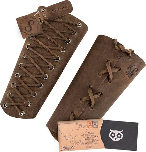 Set of 2 Bracers for Archers, Hand Protector for Bow Shooting Practice, Outdoor Sports Armband, Wrist Guard, Full Grain Leather, Handmade, Bourbon Brown in Saudi Arabia