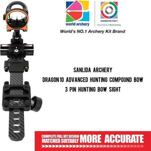 Sanlida Dragon 10 Advanced 3 Pin Hunting Bow Sight, Highly-Visible Micro-Adjustable Hunting Compound Bow Sight for Right Hand in Saudi Arabia