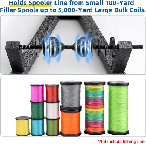 Fishing Line Winder Fishing Line Spooler for Large Spools,Heavy-Duty Steel | Fishing Line Winder Spooler Reel Winder Spooling Holds Filler and Bulk Spools 100-5000 Yards,Foldable and Adjustable Tension in Saudi Arabia