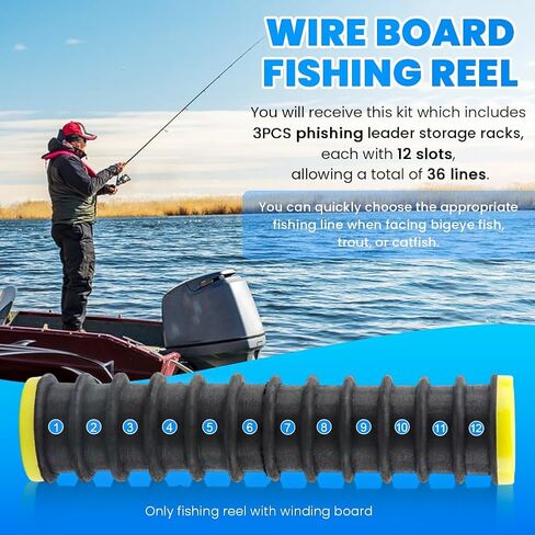 3Pcs Fishing Line Storage Organizer, Fish Leader Holder,Fishing Line Spooler Winder with 12 Slots, Winding Board Rigs Holder for Fishin g in Saudi Arabia