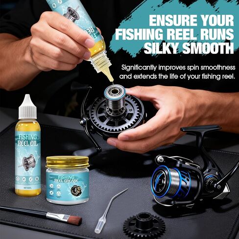 Reel Oil and Grease Kit, Fishing Reel Oil, Fishing Reel Grease | High-Efficiency Lubrication, Precise Maintenance, Waterproof, Long-Lasting, Extend Service Life for Various Fishing Reels in Saudi Arabia