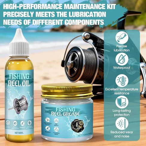 Reel Oil and Grease Kit, Fishing Reel Oil, Fishing Reel Grease | High-Efficiency Lubrication, Precise Maintenance, Waterproof, Long-Lasting, Extend Service Life for Various Fishing Reels in Saudi Arabia