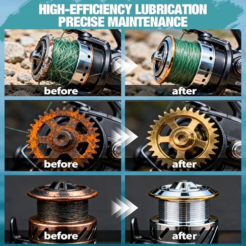 Reel Oil and Grease Kit, Fishing Reel Oil, Fishing Reel Grease | High-Efficiency Lubrication, Precise Maintenance, Waterproof, Long-Lasting, Extend Service Life for Various Fishing Reels in Saudi Arabia